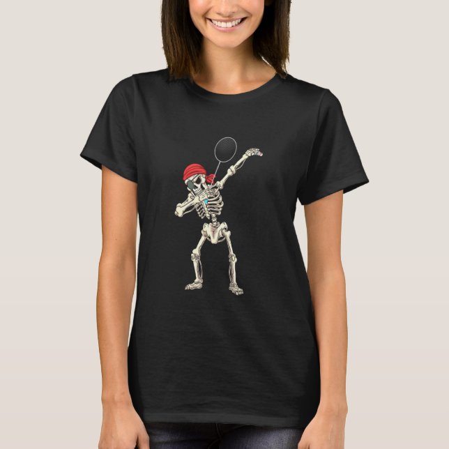 Camiseta Esqueleto de Halloween Lenço Vermelho na Cabeça Ba (Frente)
