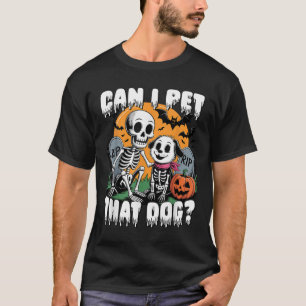 Camiseta Esqueleto de Halloween Posso Acariciar Esse Cachor