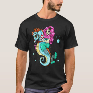 Camiseta Esqueleto de Halloween Sereia Crânio de Açúcar Cav