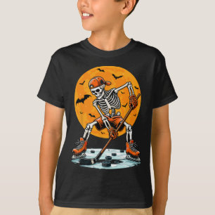Camiseta Esqueleto de Hóquei no Gelo Meninos Assustadores d