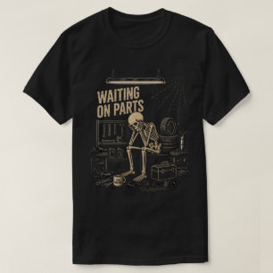 Camiseta Esqueleto de Mecânico à Espera de Peças