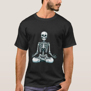 Camiseta Esqueleto de Meditação Pose de Yoga Relaxante Anim