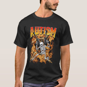 Camiseta Esqueleto de Meme de Autismo Engraçado Humor Autis