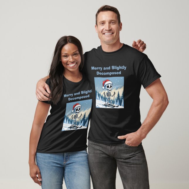Camiseta Esqueleto de Natal Assustador de Esqui (Unissex)
