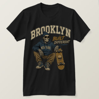 Camiseta Esqueleto de Patinador Construído em Brooklyn