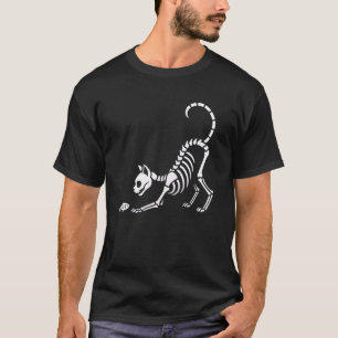 Camiseta Esqueleto de Peixe de Gato Fofo Dia das Bruxas Mãe