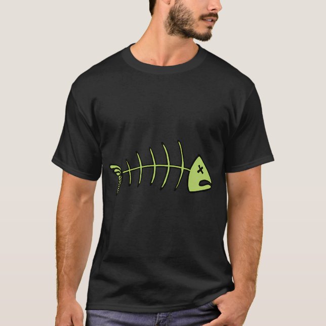 Camiseta Esqueleto de Peixe Espinha de Peixe Morto (Frente)