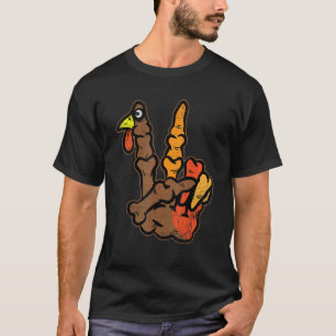 Camiseta Esqueleto de Peru Mão Sinal de Paz Dia de Ação de 