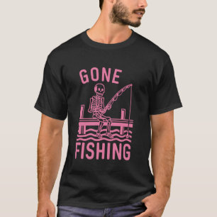 Camiseta Esqueleto de Pesca Gone Funny Halloween Fishing