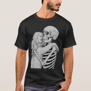 Camiseta Esqueleto de Poodle Abraço Amante de Cachorro de H