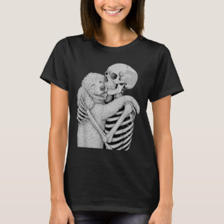 Camiseta Esqueleto de Poodle Abraço Amante de Cachorro de H