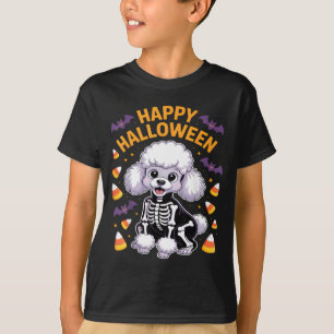 Camiseta Esqueleto de Poodle Feliz Halloween