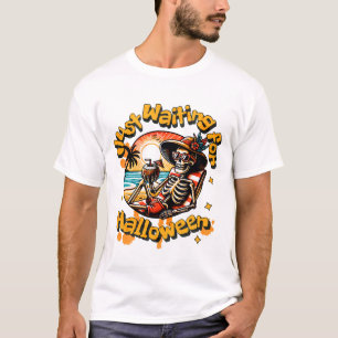 Camiseta Esqueleto de Praia no Summerween em um Halloween T