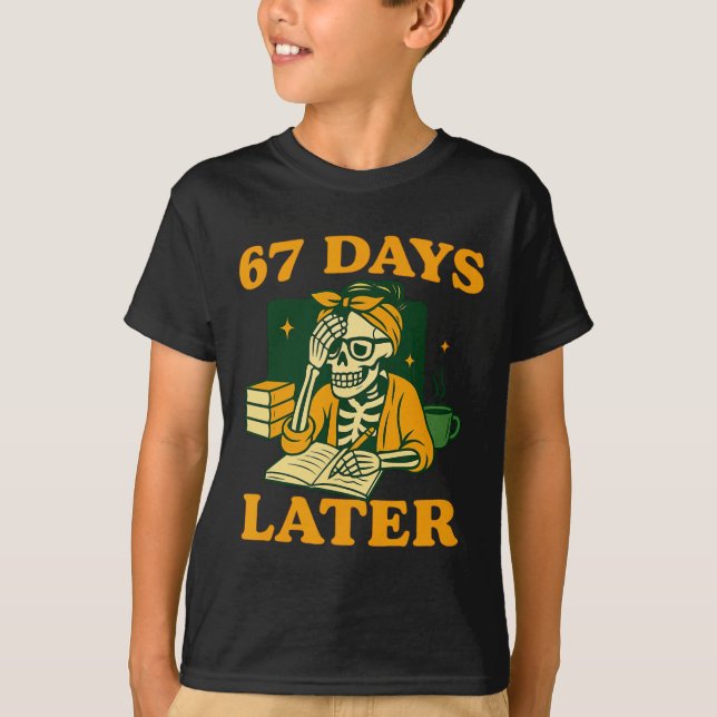 Camiseta Esqueleto de Professor Engraçado 6 7 Meme Seis Set (Frente)