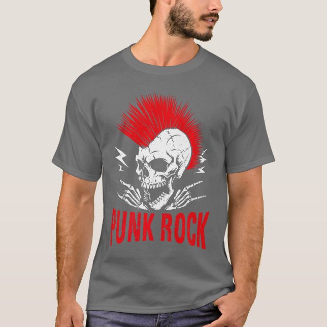 Camiseta Esqueleto de Punk Rock Premium (Frente)