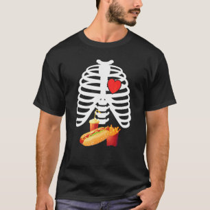 Camiseta Esqueleto de raio-X caixa torácica Cerveja Cachorr