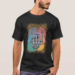 Camiseta Esqueleto de Rocha Mão Leopardo Aquarela Ossos Ha