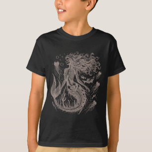Camiseta Esqueleto de sereia mar oceano animal gótico grung