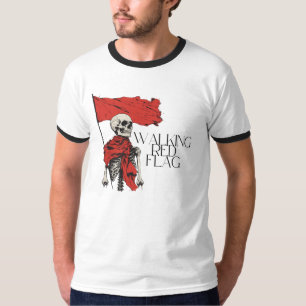 Camiseta Esqueleto de Sinalizador Vermelho Ancorando   Humo