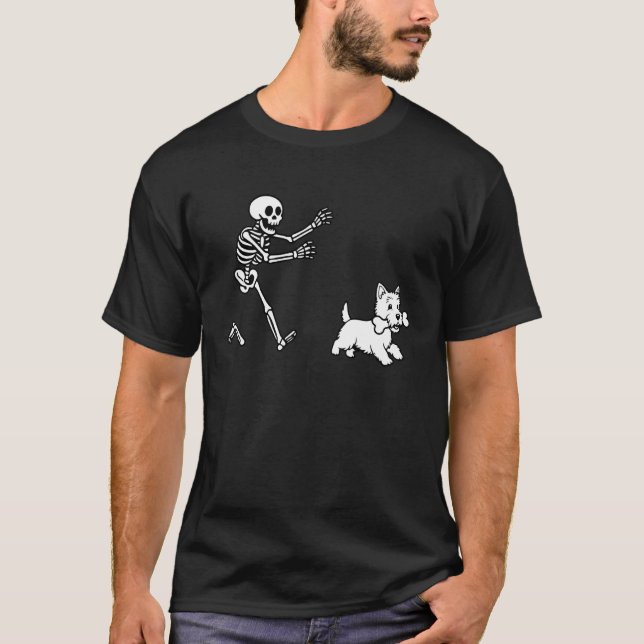 Camiseta Esqueleto de site engraçado em execução (Frente)
