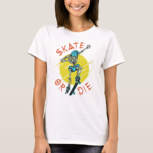 Camiseta Esqueleto de skate Esquelete Patinador ou Morra