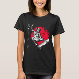 Camiseta Esqueleto de skatista Japão skateboard skateboardi