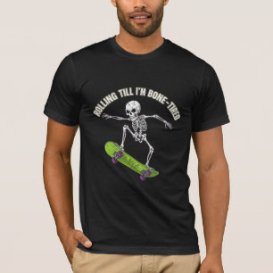 Camiseta Esqueleto de Skatista Rolando Até Estar Exausto