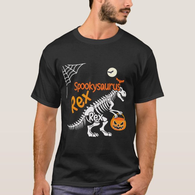 Camiseta Esqueleto de Spookysaurus Rex Halloween T-Rex (Frente)