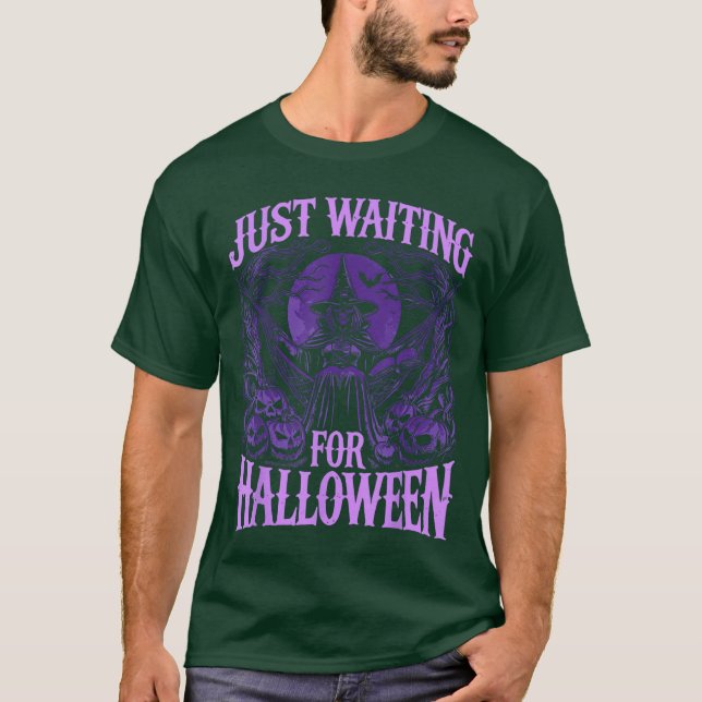Camiseta Esqueleto de Summerween Apenas Esperando pelo Hall (Frente)