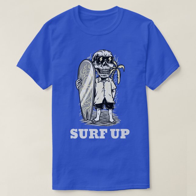 Camiseta Esqueleto De surf Na Praia  (Frente do Design)