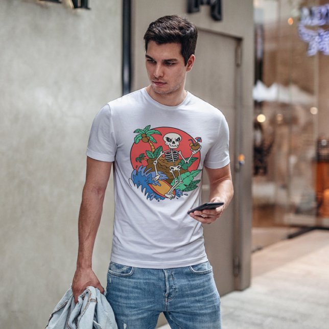 Camiseta Esqueleto de surfar (Criador carregado)