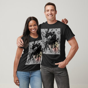 CAMISETA ESQUELETO DE SURFE ABSTRATO