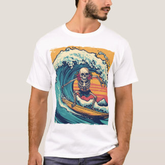 Camiseta Esqueleto de surfe: Wave Rider Vibes