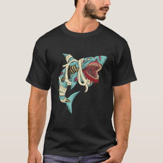 Camiseta Esqueleto de Tubarão Zumbi Halloween Caveira Gaiol
