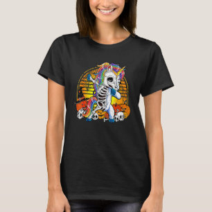 Camiseta Esqueleto de Unicórnio Dançando Fantasia de Hallow