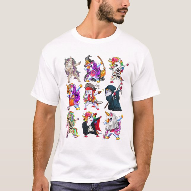 Camiseta Esqueleto de Unicórnio de Halloween (Frente)