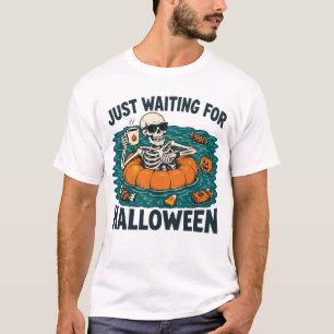 Camiseta Esqueleto de Verão Assustador Apenas Esperando pel