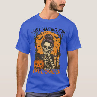 Camiseta Esqueleto de Verão Assustador Apenas Esperando pel