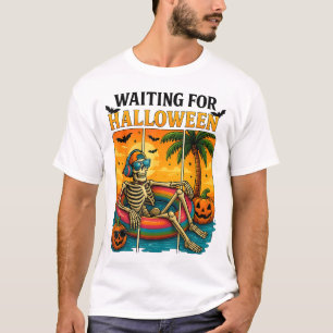 Camiseta Esqueleto de Verão assustador só esperando pelo Ha