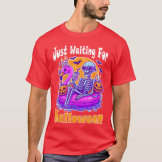Camiseta Esqueleto De Verão Engraçado Só Esperando O Hallow