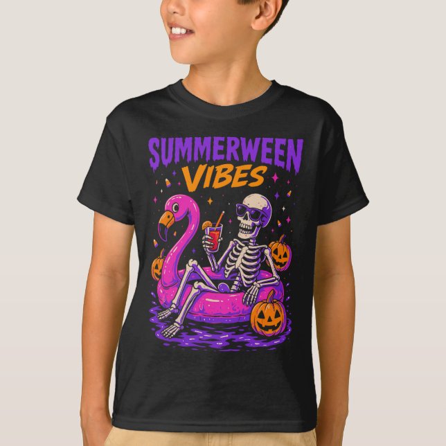 Camiseta Esqueleto de Verão Halloween (Frente)