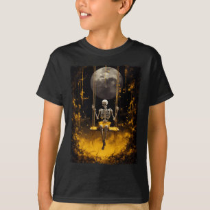 Camiseta Esqueleto De Vintage No Balanço Na Floresta