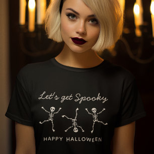 Camiseta Esqueleto Desenhado à Mão Preto e Branco de Hallow