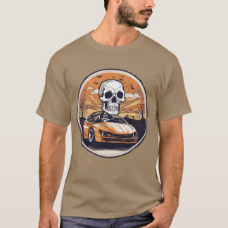 Camiseta Esqueleto dirigindo um carro legal Esqueleto de Ha