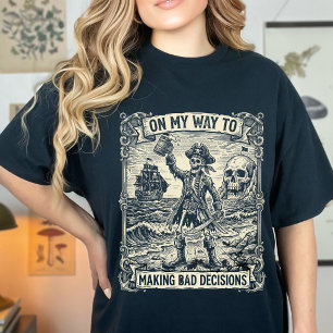 Camiseta Esqueleto Divertido a Caminho de Tomar Más Decisõe