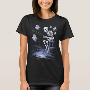 Camiseta Esqueleto Divertido Amantes de Pesca Assustador Ha