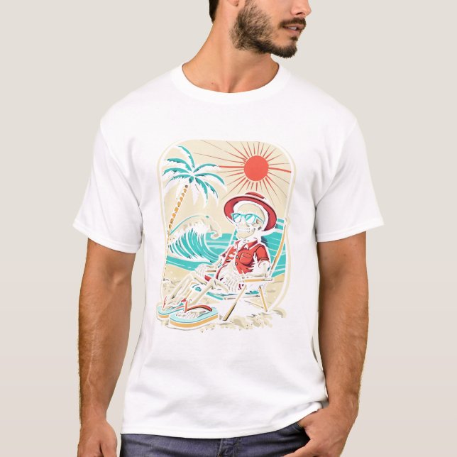 Camiseta Esqueleto Divertido de Verão (Frente)
