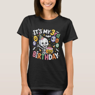 Camiseta Esqueleto do 3º Aniversário de Halloween Menino Me