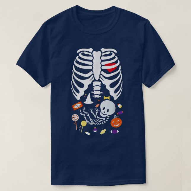 Camiseta Esqueleto do bebê da maternidade com Halloween de  (Frente do Design)