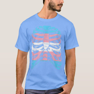 Camiseta Esqueleto do Sinalizador Trans do Orgulho Transgên